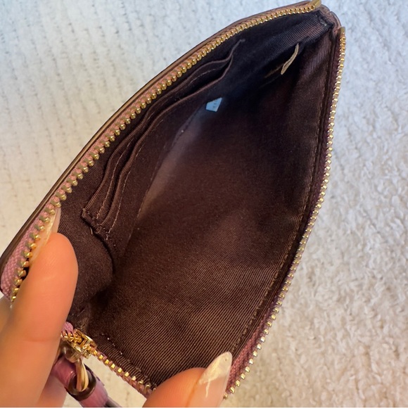 Coach Pebbled Leather Magenta Zip Wristlet Wallet - Picture 5 of 7